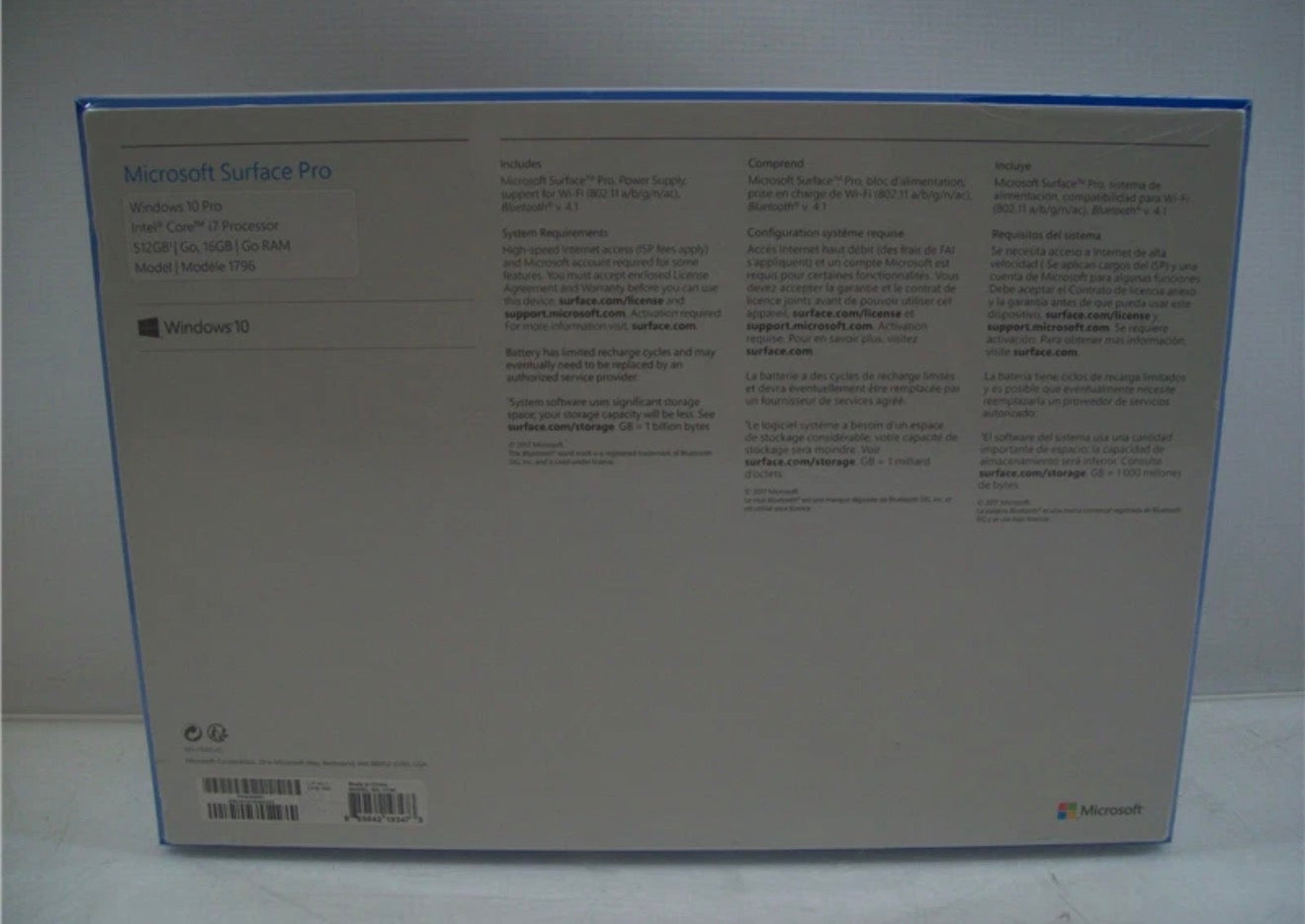 Microsoft Surface Pro 1796 Tablet i7-7660U 2.5GHz 16GB 512GB SSD WiFi New Sealed Box