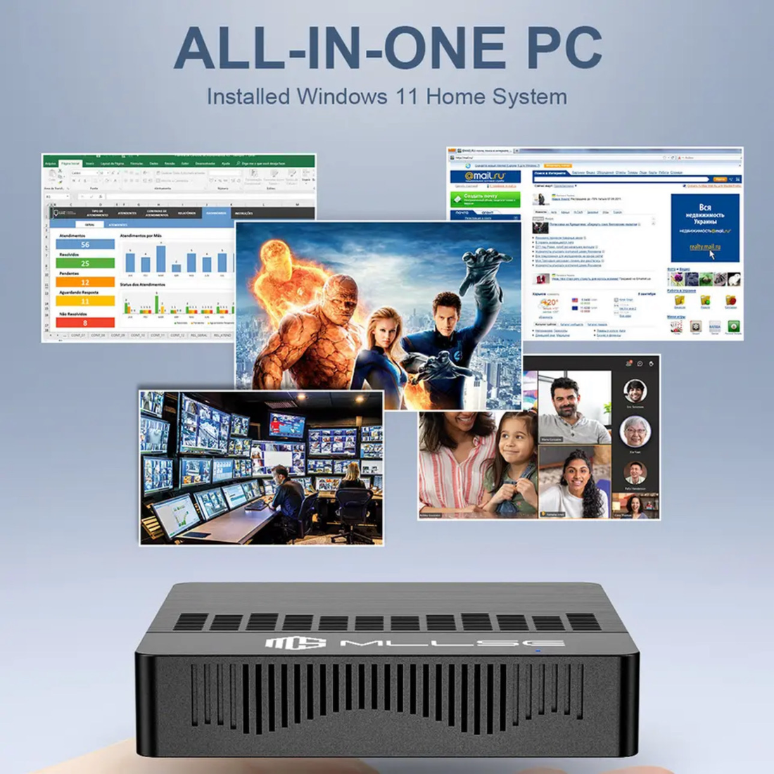 MLLSE Mini PC M2 Air Intel Gemini Lake N4000 Windows 11 6GB RAM 128GB