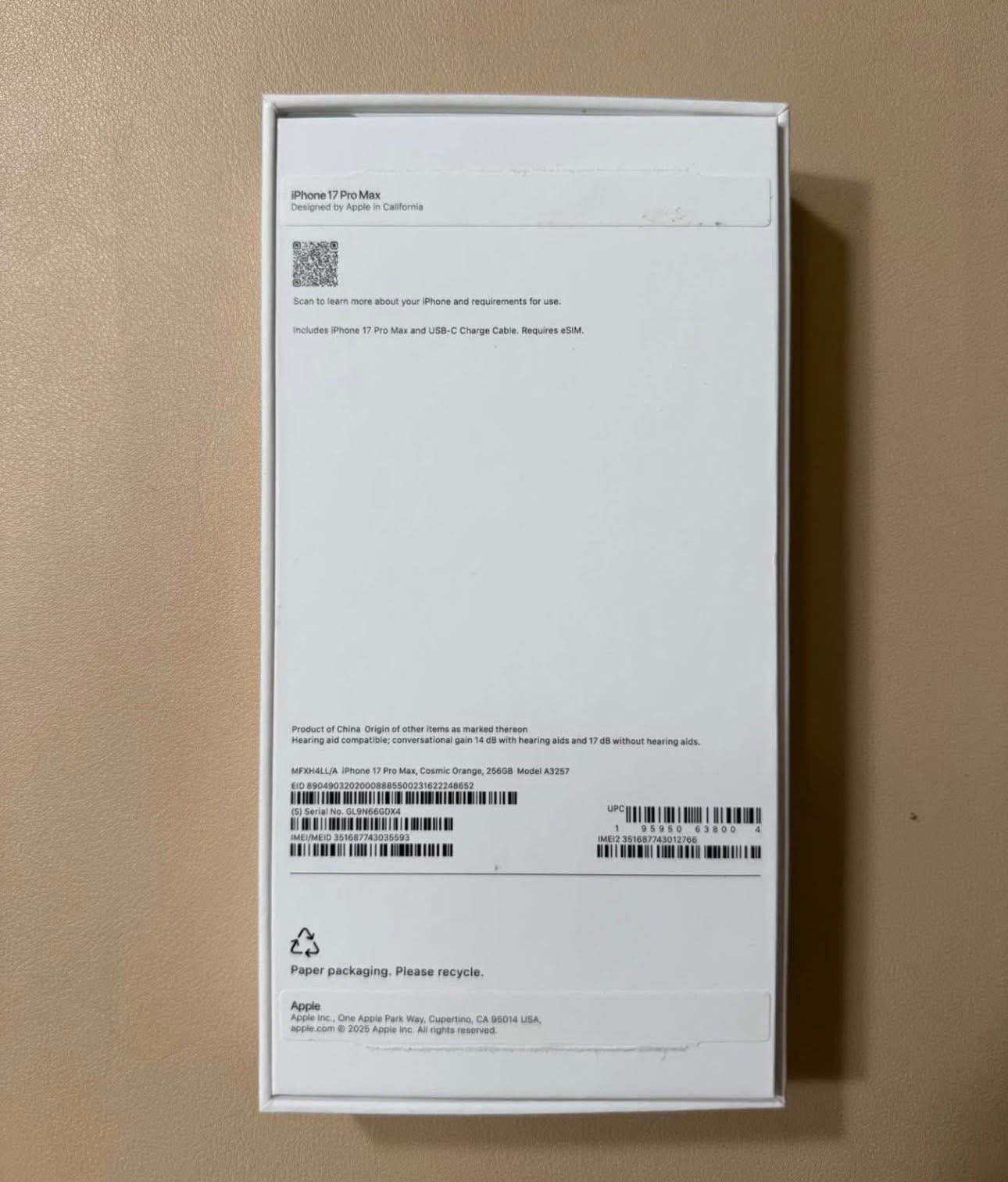 Open-Box iPhone 17 Pro Max 256GB Orange eSIM Unlocked