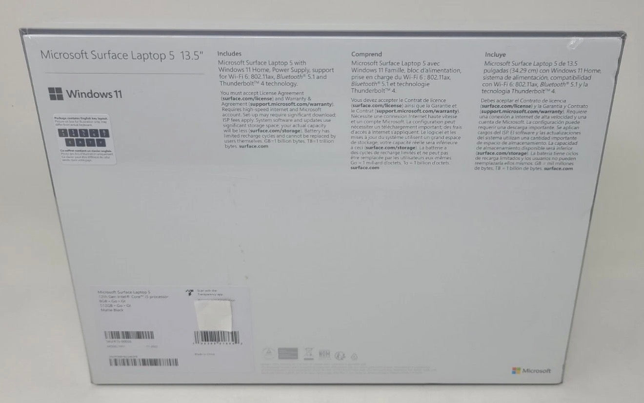 Microsoft Surface Laptop 5 13.5" (512GB SSD, Intel Core i5 12th Gen. New-Sealed