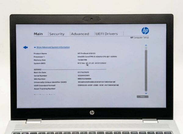 HP ProBook 650 G5 15.6" Intel Core i5-8265U 256GB SSD 8GB RAM Windows 10 - Image 5