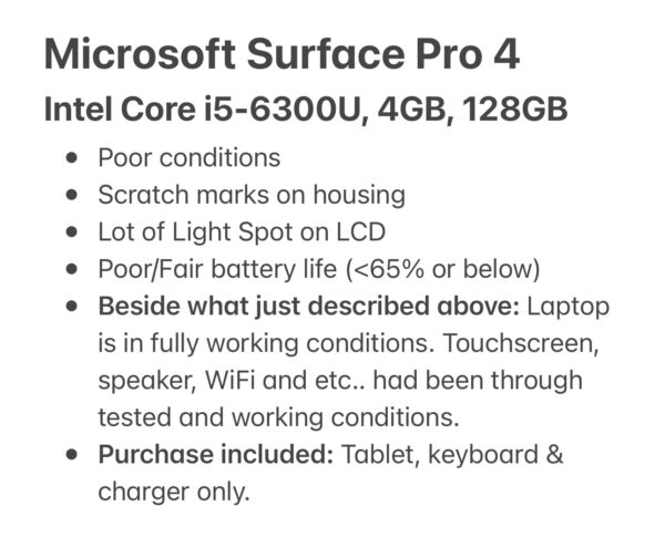 Microsoft Surface Pro 4 12.3 inch - Intel Core i5-6300U 2.40GHz 4GB RAM 128GB SSD (Fair) - Image 6