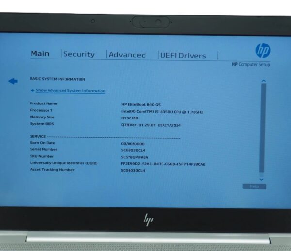 HP ELITEBOOK 840 G5 14" Intel Core i5-8350U 1.70GHz 8GB RAM 256GB NVMe (Win11) - Image 3