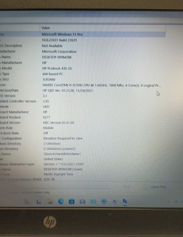 HP Probook 430 G5 13.3 inch - Intel Core i5-8350U, 8GB RAM, 128GB SSD (Used) - Image 2